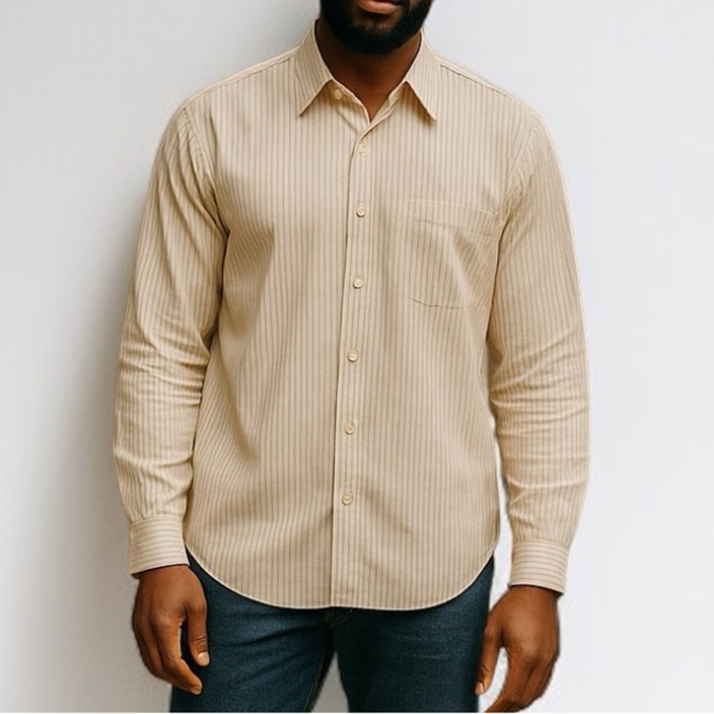 Vintae 80’s Balmain Pinstriped Cotton Blend Dress Shirt
